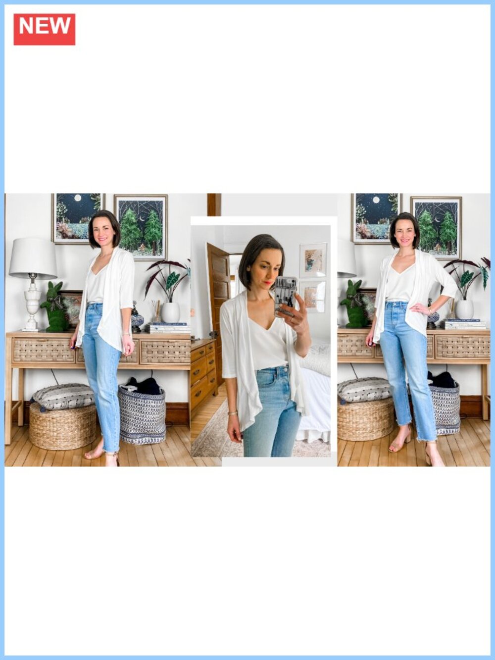 Lightweight Open Front Cardigan 3/4 Sleeve Ruffled Draped Ruffles - Picture 4 of 6